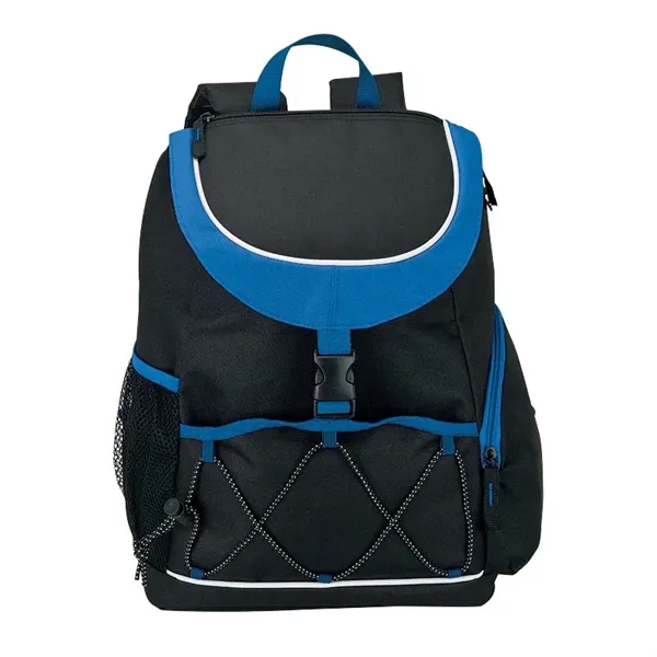 PEVA-lined backpack cooler; 18-can capacity with carrying handle and adjustable padded... from ASI 67866 Logomark/Valumark