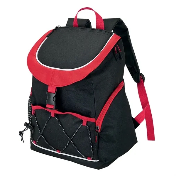 PEVA-lined backpack cooler; 18-can capacity with carrying handle and adjustable padded... from ASI 67866 Logomark/Valumark