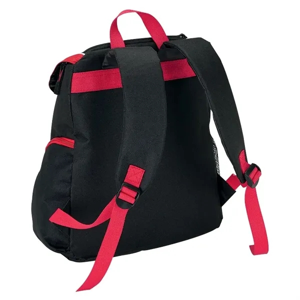 PEVA-lined backpack cooler; 18-can capacity with carrying handle and adjustable padded... from ASI 67866 Logomark/Valumark