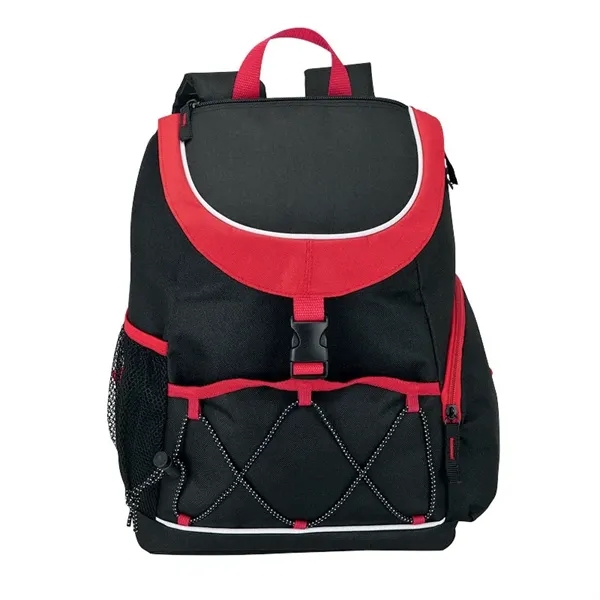 PEVA-lined backpack cooler; 18-can capacity with carrying handle and adjustable padded... from ASI 67866 Logomark/Valumark
