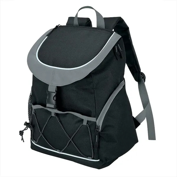 PEVA-lined backpack cooler; 18-can capacity with carrying handle and adjustable padded... from ASI 67866 Logomark/Valumark