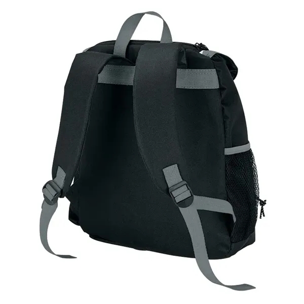 PEVA-lined backpack cooler; 18-can capacity with carrying handle and adjustable padded... from ASI 67866 Logomark/Valumark