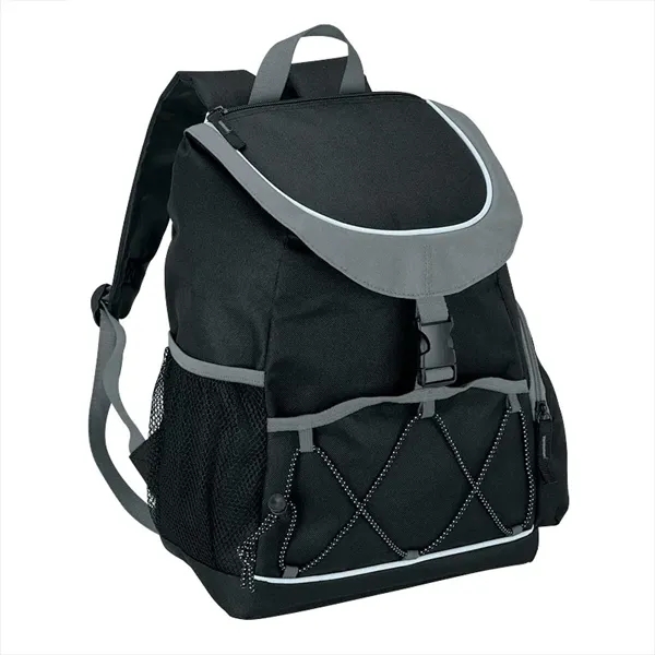 PEVA-lined backpack cooler; 18-can capacity with carrying handle and adjustable padded... from ASI 67866 Logomark/Valumark
