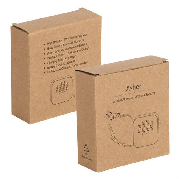 Asher 3W Recycled Aluminum / Bamboo Wireless Speaker... from ASI 67866 Logomark/Valumark
