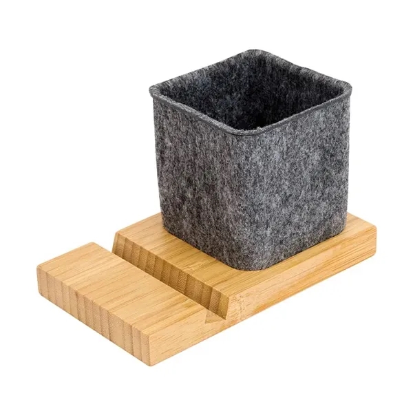 Renton Recycled Felt and Bamboo Pen/Device/Card Holder... from ASI 67866 Logomark/Valumark