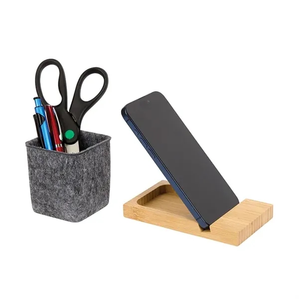 Renton Recycled Felt and Bamboo Pen/Device/Card Holder... from ASI 67866 Logomark/Valumark