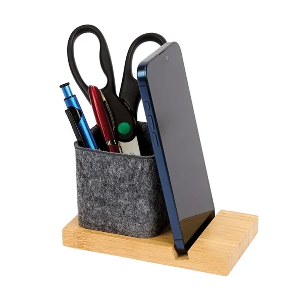 Renton Recycled Felt and Bamboo Pen/Device/Card Holder... from ASI 67866 Logomark/Valumark