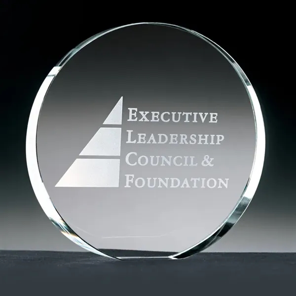 1.38" x 5.5" x 5.5" Arredon II large crystal disc award.... from ASI 67866 Logomark/Valumark