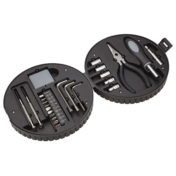 Hillcrest 24-piece tool set in tire-shaped plastic case.... from ASI 67866 Logomark/Valumark