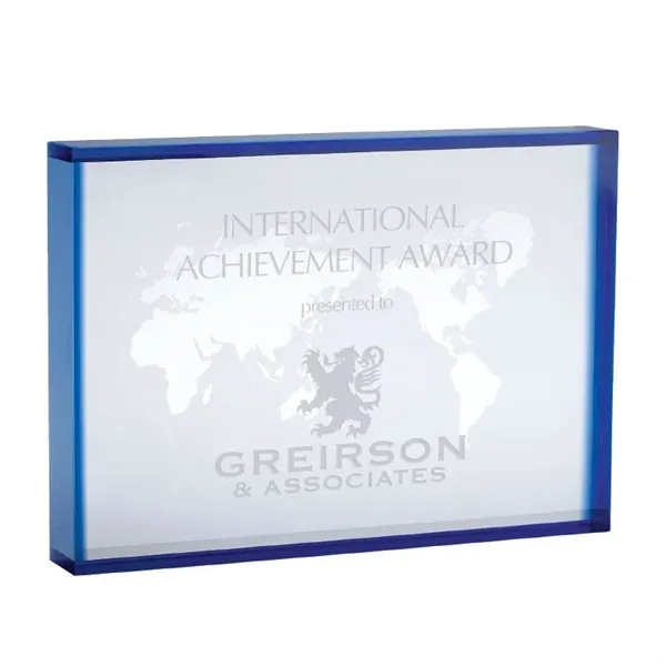 1" x 5" x 7" rectangular crystal world map.... from ASI 67866 Logomark/Valumark