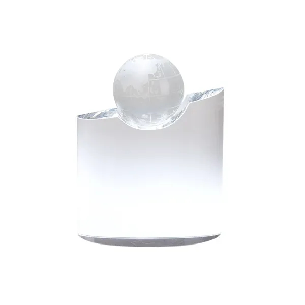 2.38" x 6.38" x 5" Trento crystal globe on wave-shaped crystal... from ASI 67866 Logomark/Valumark
