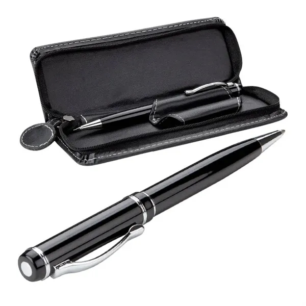 Brass twist action ballpoint pen and twist action pencil with satin... from ASI 67866 Logomark/Valumark