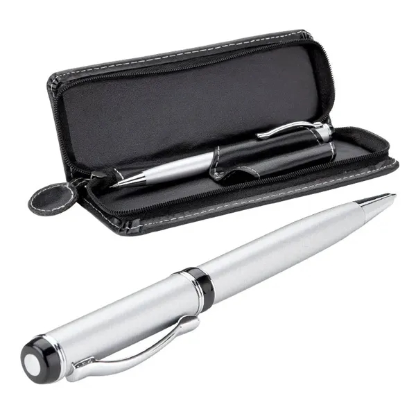 Brass twist action ballpoint pen and twist action pencil with satin... from ASI 67866 Logomark/Valumark