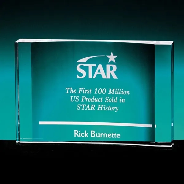 1" x 4" x 6" Bacia concave cut block crystal award... from ASI 67866 Logomark/Valumark