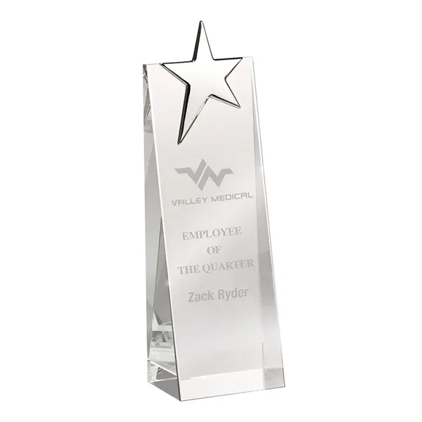 2" x 8.5" x 2.75" Estrela silver star tower crystal award.... from ASI 67866 Logomark/Valumark