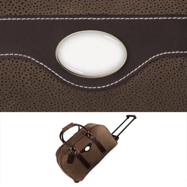 Rolling bag made with Sovrano lining and Novohyde; includes pullout handle... from ASI 67866 Logomark/Valumark