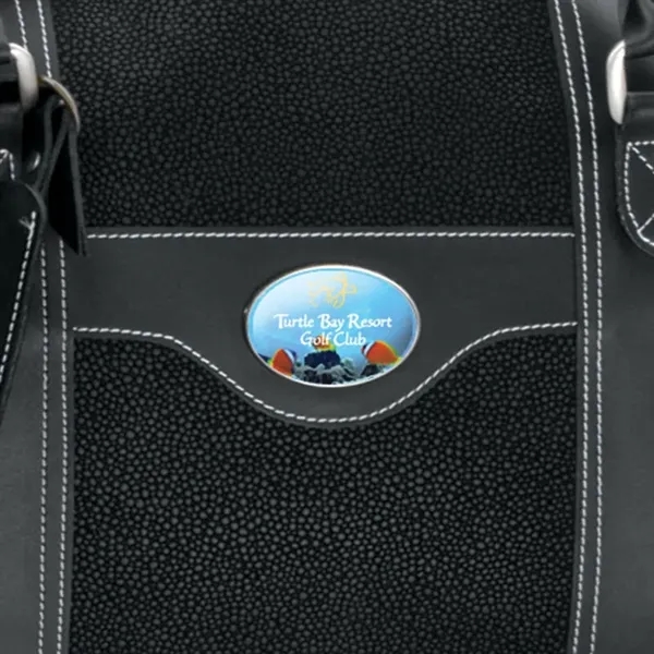 Rolling bag made with Sovrano lining and Novohyde; includes pullout handle... from ASI 67866 Logomark/Valumark