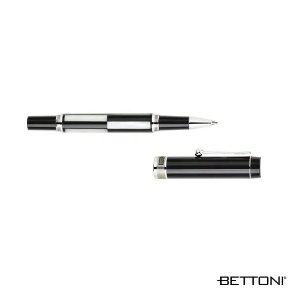 Rollerball pen with screw-off cap design, mother-of-pearl and black onyx inlays,... from ASI 67866 Logomark/Valumark