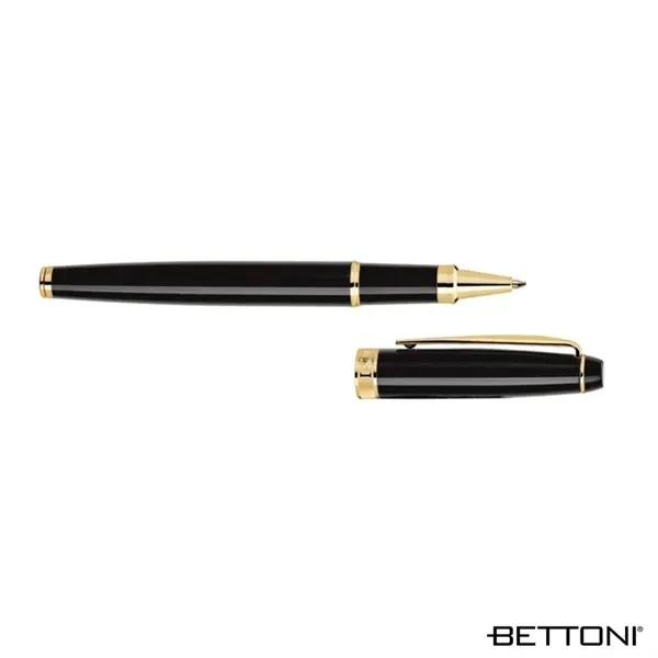 Rollerball pen with cap-off design, brass construction, gold clip and accents... from ASI 67866 Logomark/Valumark