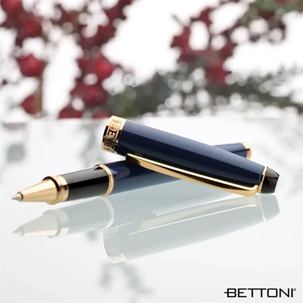 Rollerball pen with cap-off design, brass construction, gold clip and accents... from ASI 67866 Logomark/Valumark