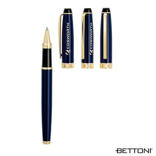 Rollerball pen with cap-off design, brass construction, gold clip and accents... from ASI 67866 Logomark/Valumark
