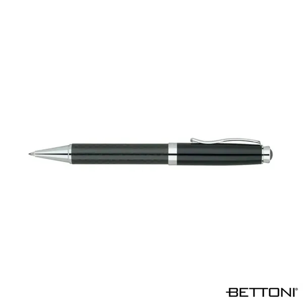 Twist action ballpoint pen with carbon finer barrel and glossy black... from ASI 67866 Logomark/Valumark