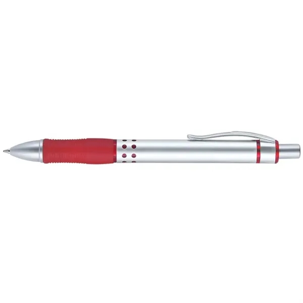 Ballpoint pen with plunger action mechanism, metal barrel, matte silver tip... from ASI 67866 Logomark/Valumark