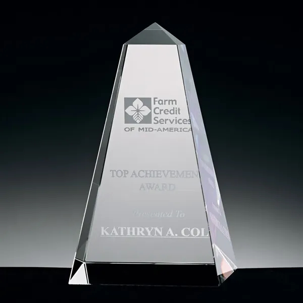 2.75" x 4.75" x 2.75" Dolmen I small crystal obelisk award.... from ASI 67866 Logomark/Valumark