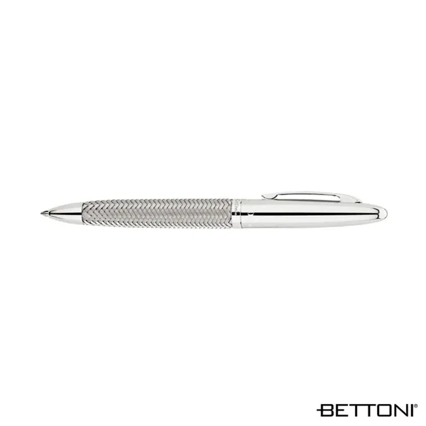 Solid brass ballpoint with 90 degree twist action mechanism, woven steel... from ASI 67866 Logomark/Valumark