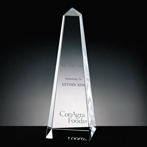 2.75" x 7.88" x 2.75" Dolmen II medium crystal obelisk award.... from ASI 67866 Logomark/Valumark