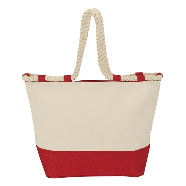 6.5" x 13.5" x 13.5" cotton canvas and jute tote bag;... from ASI 67866 Logomark/Valumark