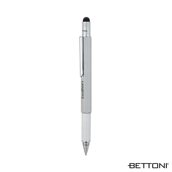 Multifunctional 5-in-1 twist-action ballpoint pen with textured metal grip.... from ASI 67866 Logomark/Valumark