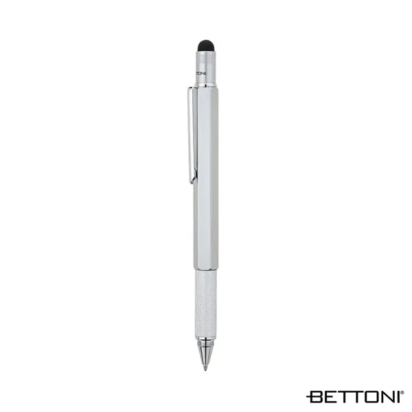 Multifunctional 5-in-1 twist-action ballpoint pen with textured metal grip.... from ASI 67866 Logomark/Valumark