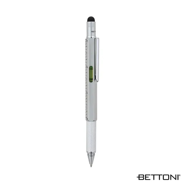 Multifunctional 5-in-1 twist-action ballpoint pen with textured metal grip.... from ASI 67866 Logomark/Valumark