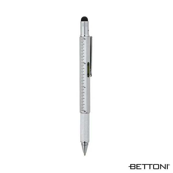 Multifunctional 5-in-1 twist-action ballpoint pen with textured metal grip.... from ASI 67866 Logomark/Valumark