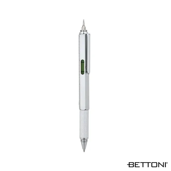 Multifunctional 5-in-1 twist-action ballpoint pen with textured metal grip.... from ASI 67866 Logomark/Valumark