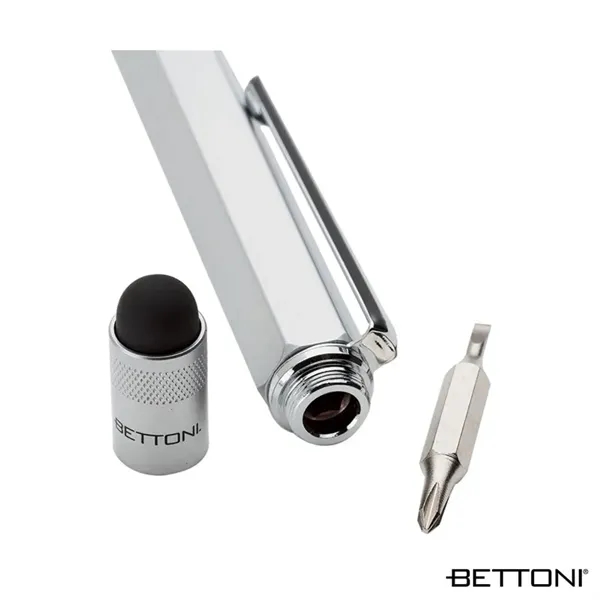 Multifunctional 5-in-1 twist-action ballpoint pen with textured metal grip.... from ASI 67866 Logomark/Valumark