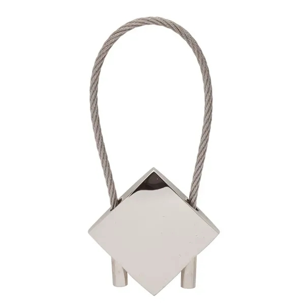 0.31" x 3" x 1.25" Perspective chrome keyring with cable wire... from ASI 67866 Logomark/Valumark / Valumark™