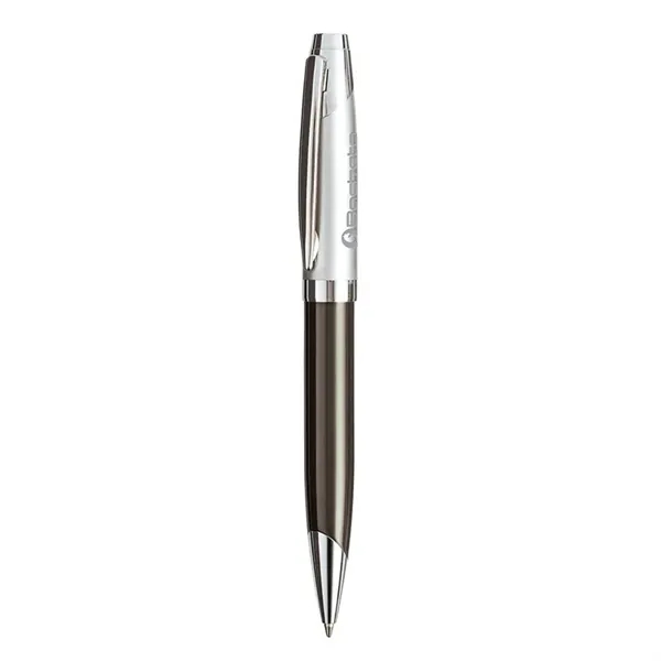 Twist action ballpoint pen with colored metallic barrel, satin silver cap,... from ASI 67866 Logomark/Valumark