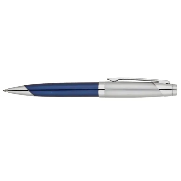 Twist action ballpoint pen with colored metallic barrel, satin silver cap,... from ASI 67866 Logomark/Valumark