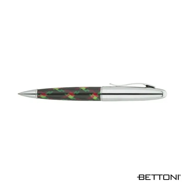 Ballpoint pen with solid brass cap and trims, colorful carbon fiber... from ASI 67866 Logomark/Valumark