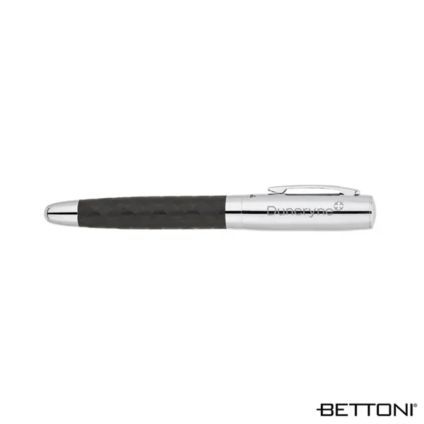 Rollerball pen with cap-off design, woven design barrel and chrome cap... from ASI 67866 Logomark/Valumark