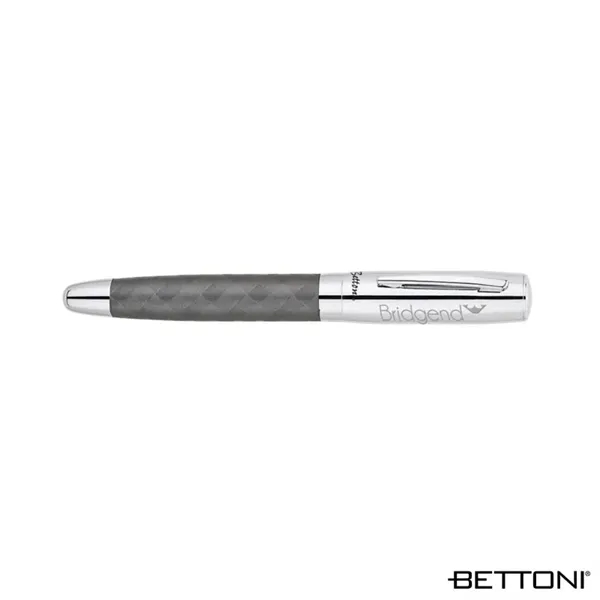 Rollerball pen with cap-off design, woven design barrel and chrome cap... from ASI 67866 Logomark/Valumark