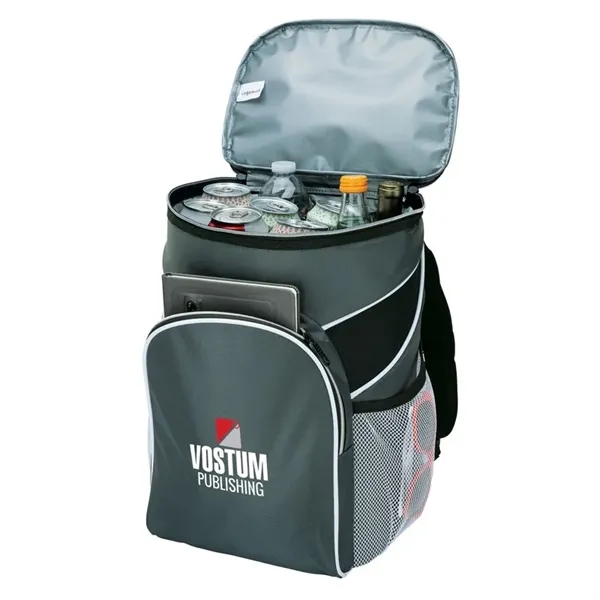 Backpack cooler made with polyester and PEVA lining; has 30-can capacity.... from ASI 67866 Logomark/Valumark