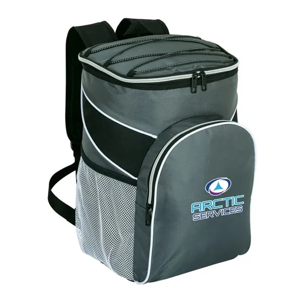 Backpack cooler made with polyester and PEVA lining; has 30-can capacity.... from ASI 67866 Logomark/Valumark