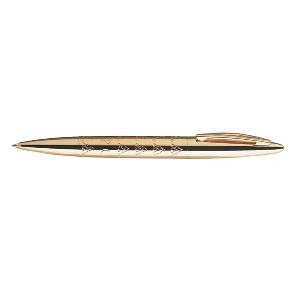Twist action ballpoint pen with fashionable styling and exquisite gold finish.... from ASI 67866 Logomark/Valumark