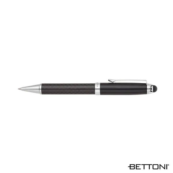 Brass twist-action ballpoint pen with carbon fiber barrel, chrome trims and... from ASI 67866 Logomark/Valumark