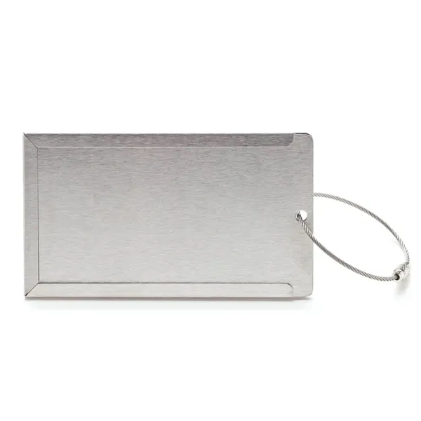 0.12" x 2.25" x 4" Navigor series brushed steel luggage tag... from ASI 67866 Logomark/Valumark / Valumark™