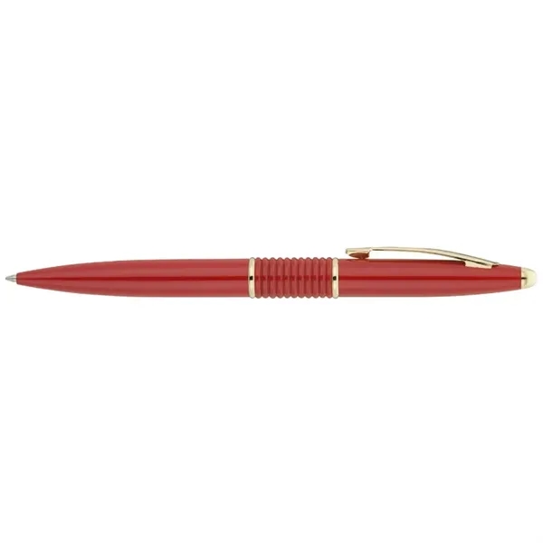 Brass ballpoint pen with twist action mechanism, ribbed design body and... from ASI 67866 Logomark/Valumark