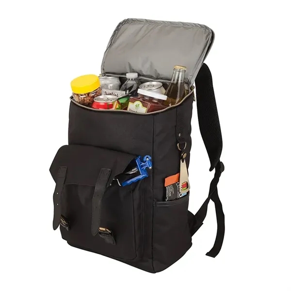 Backpack cooler made from polyester with PEVA lining; includes bottle opener... from ASI 67866 Logomark/Valumark